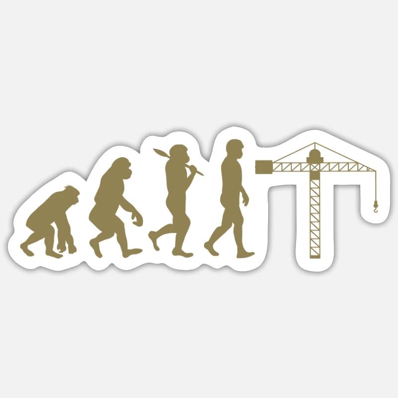 Kranführer Evolution - Sticker Größe S (10 x 10 cm) - Mattweiß