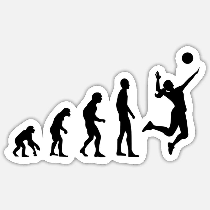 Évolution du volleyball - Sticker taille S (10 x 10 cm) - blanc mat
