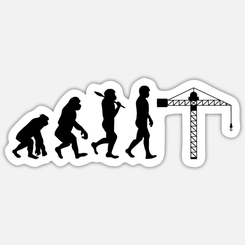 Kranführer Evolution - Sticker Größe S (10 x 10 cm) - Mattweiß