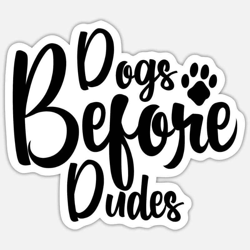 Chiens devant les gars - Sticker taille S (10 x 10 cm) - blanc mat