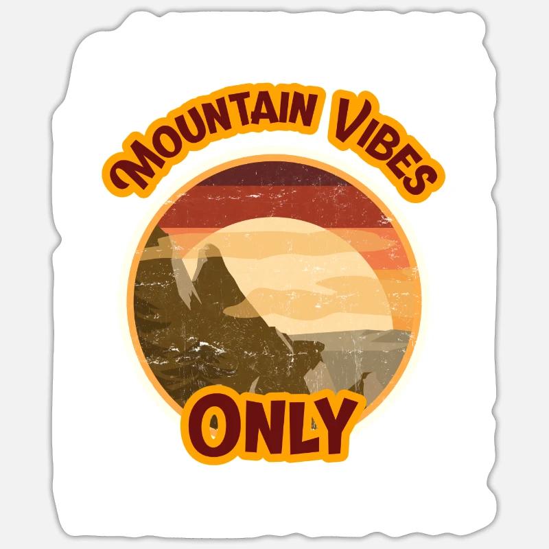 Mountain Vibes Only - Sticker taille S (10 x 10 cm) - blanc mat