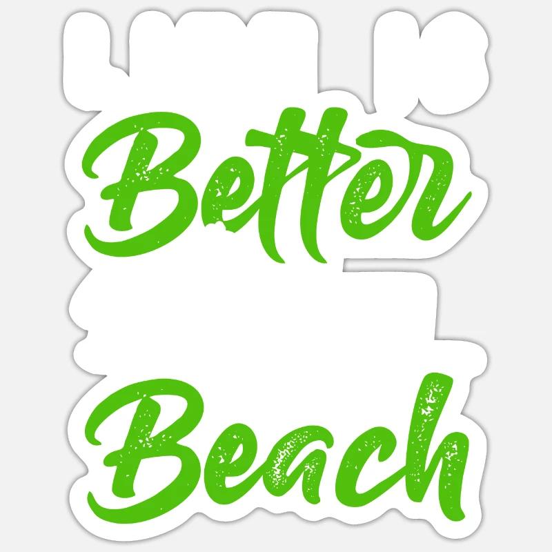 voyage à la plage été - Sticker taille S (10 x 10 cm) - blanc mat