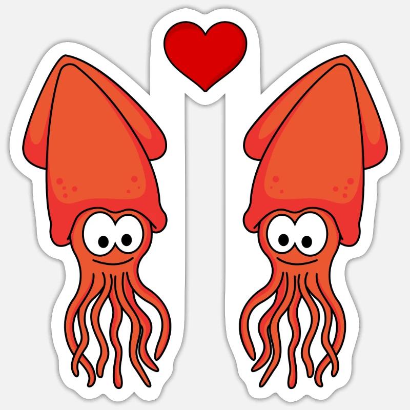 Squid Comic Couple Amour - Sticker taille S (10 x 10 cm) - blanc mat