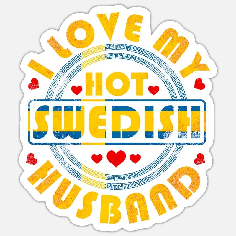Suède Épouse Mariage - Sticker taille S (10 x 10 cm) - blanc mat