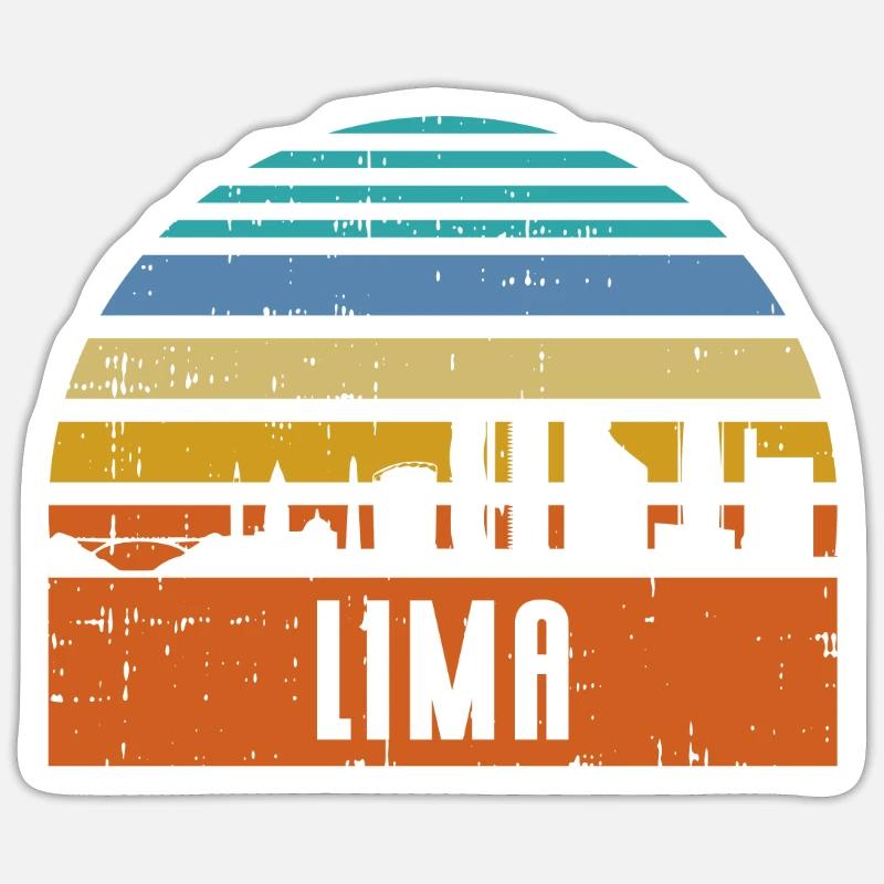Lima Peru Skyline - Sticker Größe S (10 x 10 cm) - Mattweiß