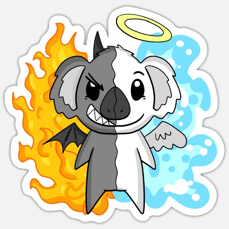 Koala - Anges et Diables - Sticker taille S (10 x 10 cm) - blanc mat