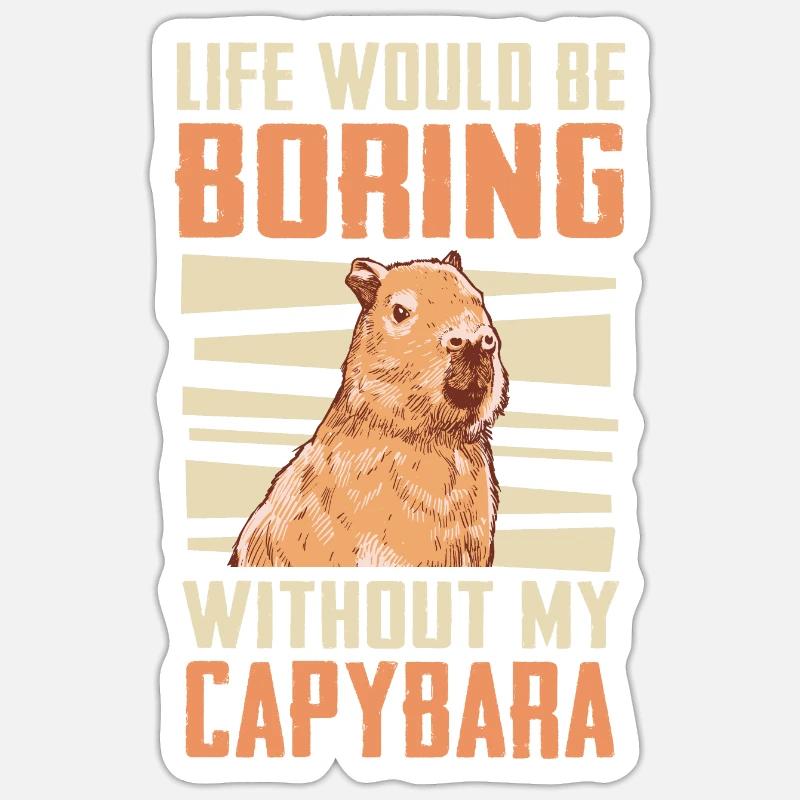 Capybara Nagetier Tier - Sticker Größe S (10 x 10 cm) - Mattweiß