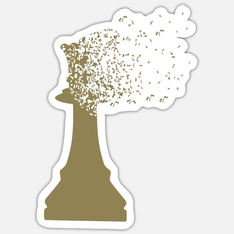 Chess queen king dispersion - Sticker Größe S (10 x 10 cm) - Mattweiß