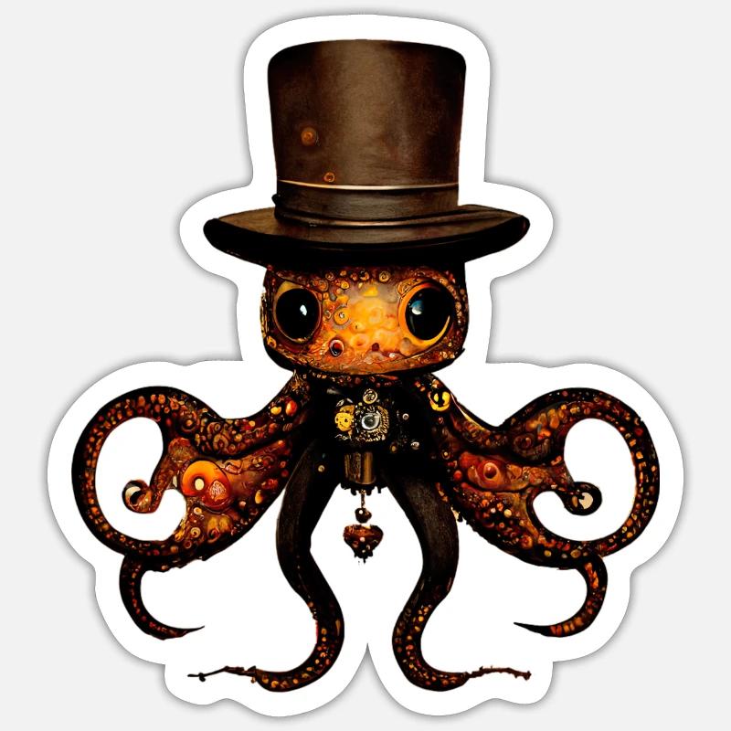 Pieuvre - Sticker taille S (10 x 10 cm) - blanc mat