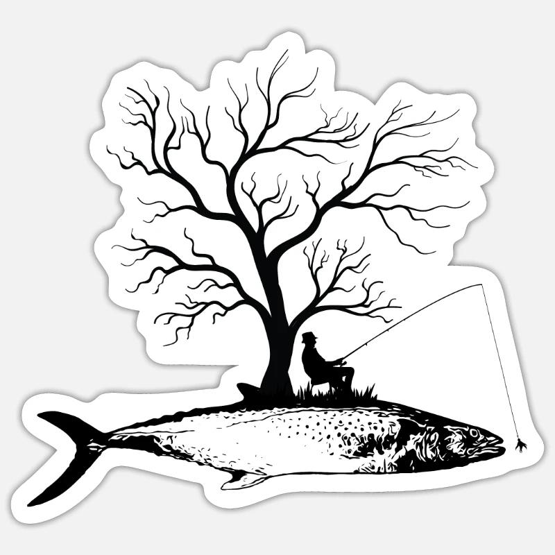Graphic Tree - Fish Spanish Mackerel - Sticker size S (10 x 10 cm) - white matte