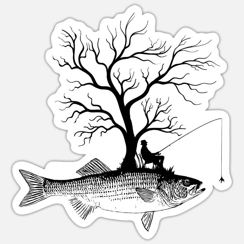 Graphic Tree - Fish-Striped Perch - Sticker size S (10 x 10 cm) - white matte