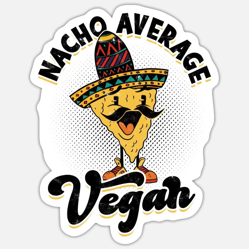 Nacho Végétalien moyen - nacho - Sticker taille S (10 x 10 cm) - blanc mat