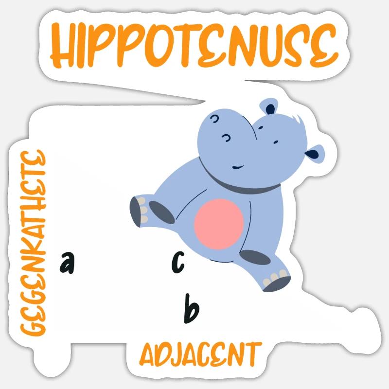 Mathematician Hippotenuse Hippo Triangle Sticker size S (10 x 10 cm)