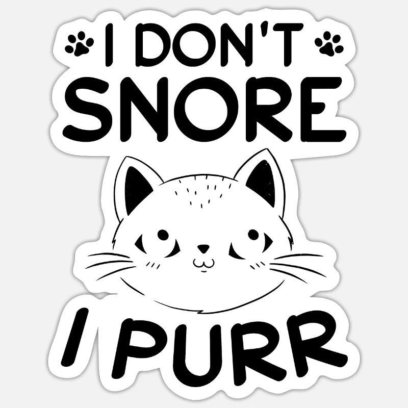 Propriétaire de chat Je ne ronfle pas Je ronronne Ic - Sticker taille S (10 x 10 cm) - blanc mat
