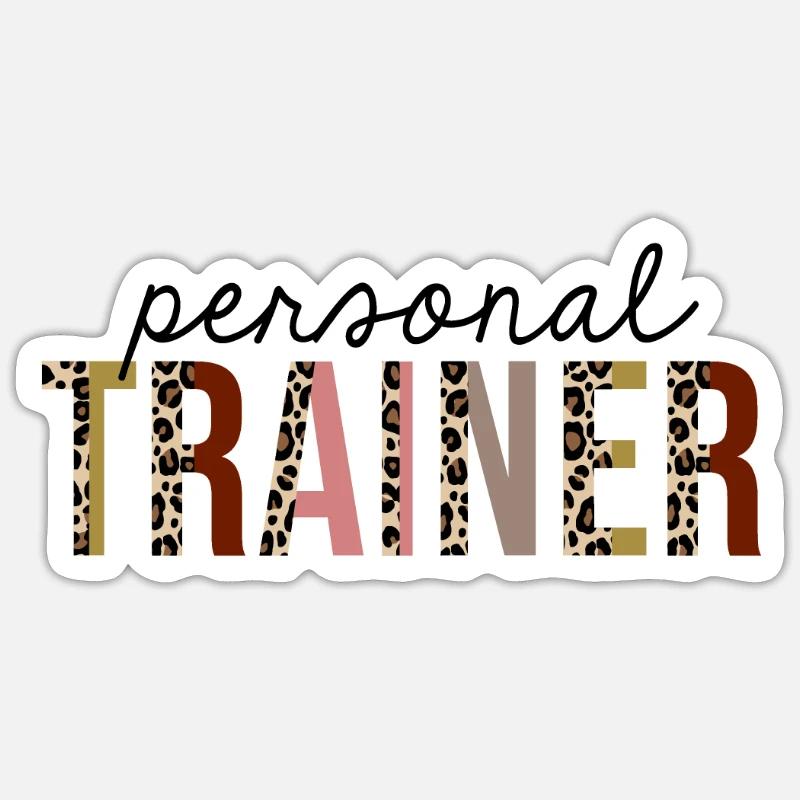 Personal Trainer Leopard Print Funny - Sticker size S (10 x 10 cm) - white matte
