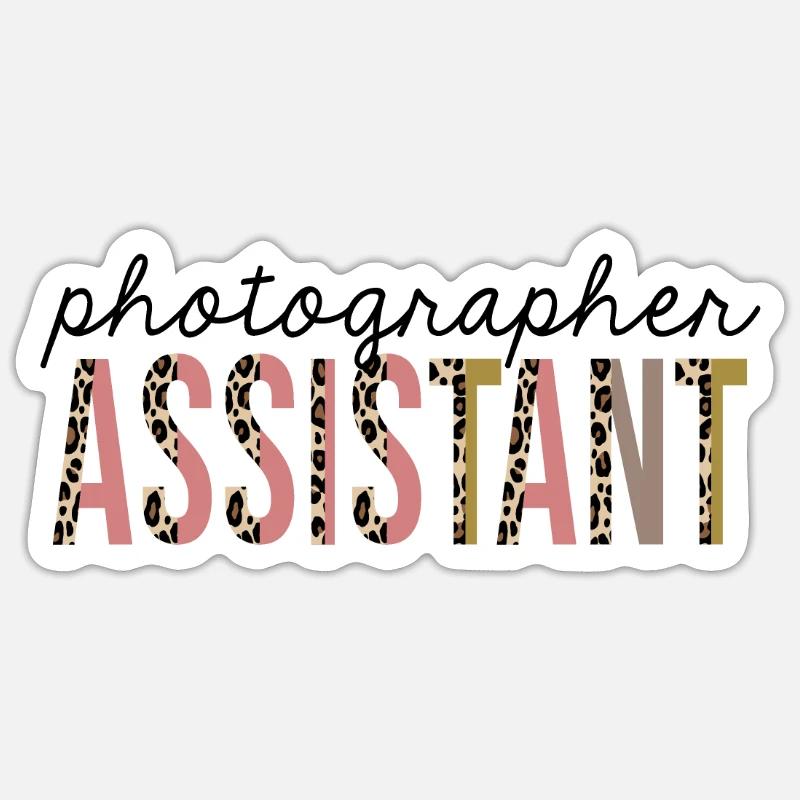 Fotograf Assistant Leopard Print Lustig - Sticker Größe S (10 x 10 cm) - Mattweiß