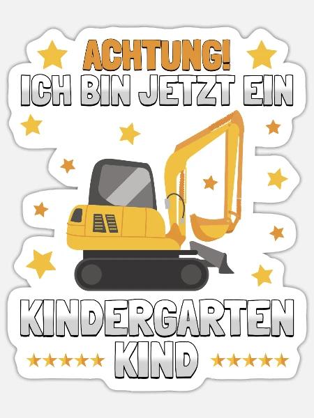 Kindergartenkind mit Bagger für Kita Kinder - Sticker Größe S (10 x 10 cm) - Mattweiß