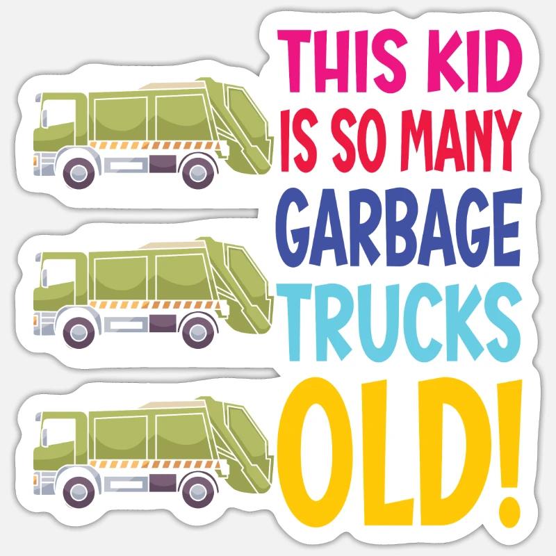 Müllauto Geburtstag Junge 3 Sticker Größe S (10 x 10 cm)