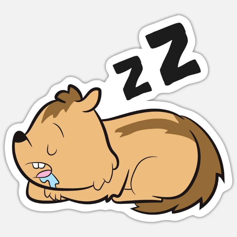 Sleeping Chipmunk Lazy Chipmunk - Sticker size S (10 x 10 cm) - white matte