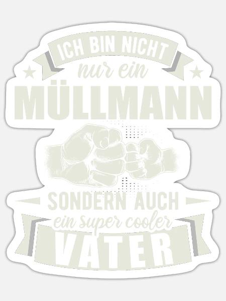 Müllmann - Sticker Größe S (10 x 10 cm) - Mattweiß