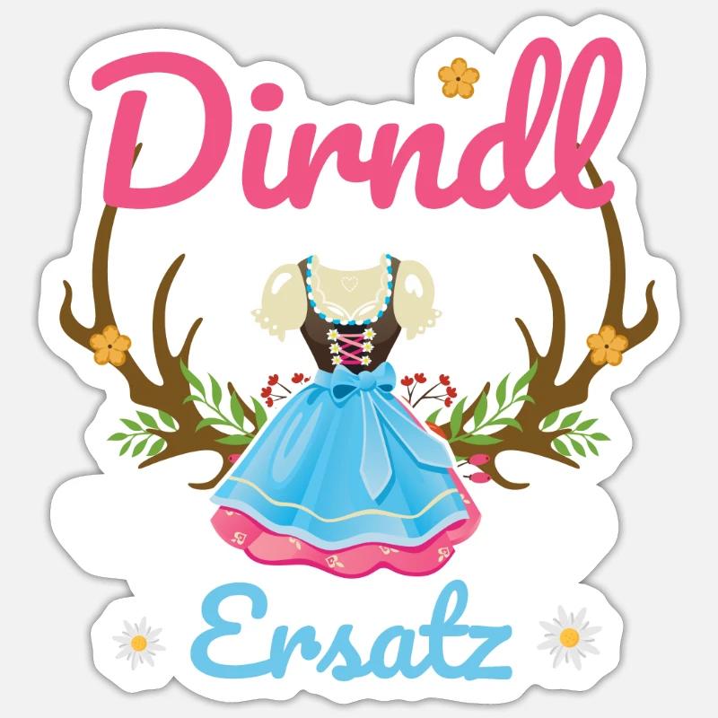 Dirndl Ersatz - Sticker Größe S (10 x 10 cm) - Mattweiß