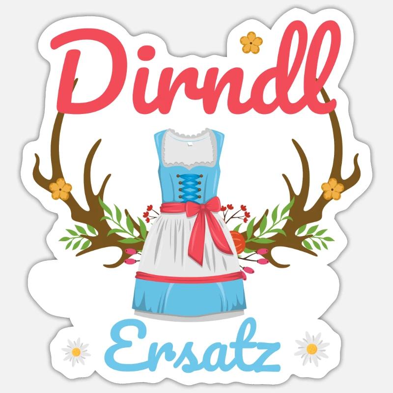 Dirndl Ersatz - Sticker Größe S (10 x 10 cm) - Mattweiß