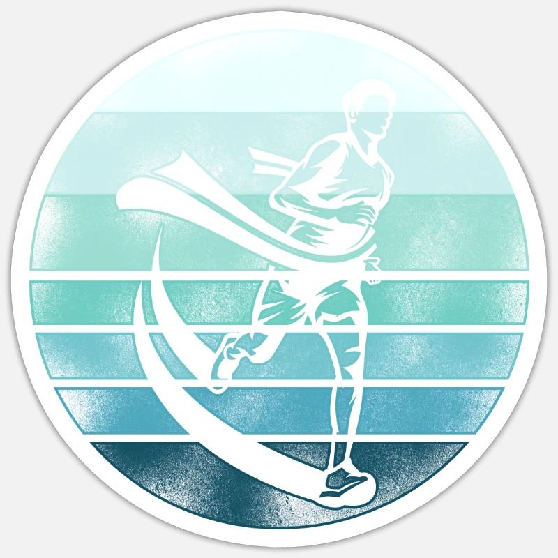 Running Runner Semi-Marathon Rétro - Sticker taille S (10 x 10 cm) - blanc mat