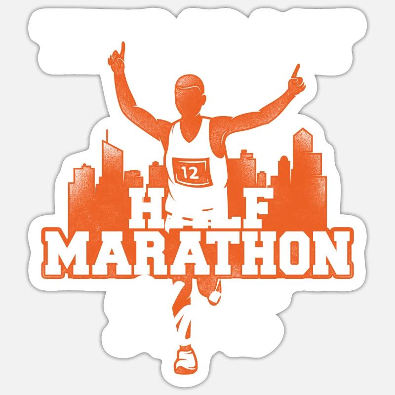 Running Runner Half Marathon - Sticker size S (10 x 10 cm) - white matte