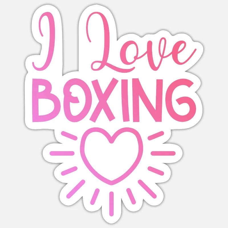 J’adore la boxe - Sticker taille S (10 x 10 cm) - blanc mat
