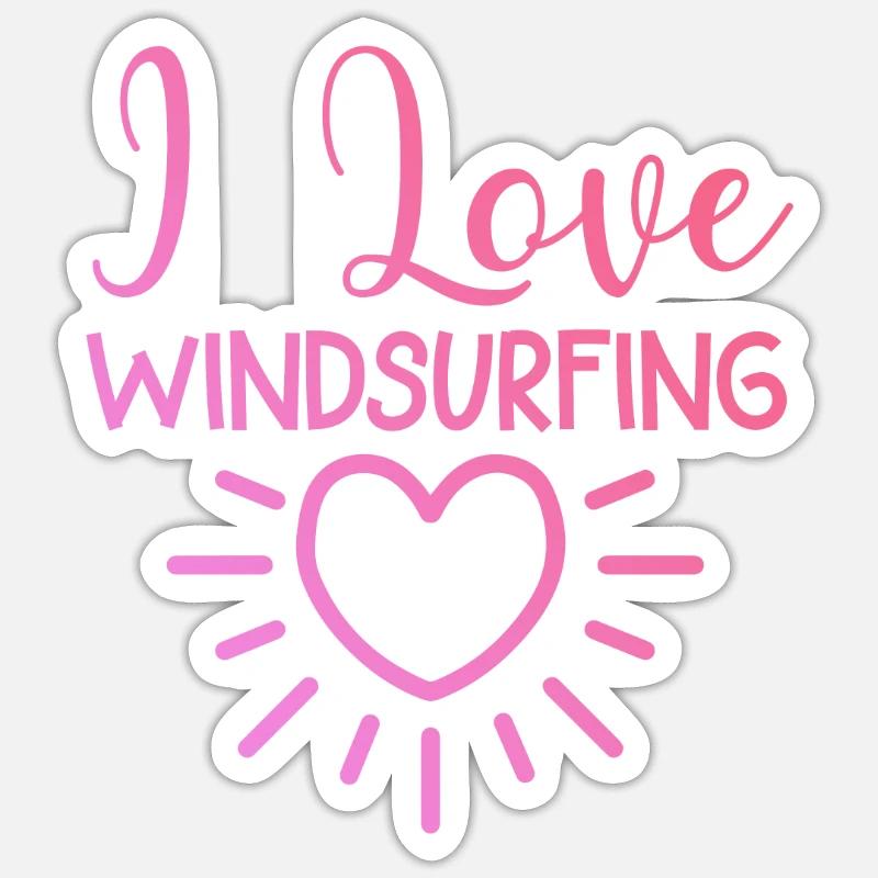 Ich liebe Windsurfen - Sticker Größe S (10 x 10 cm) - Mattweiß