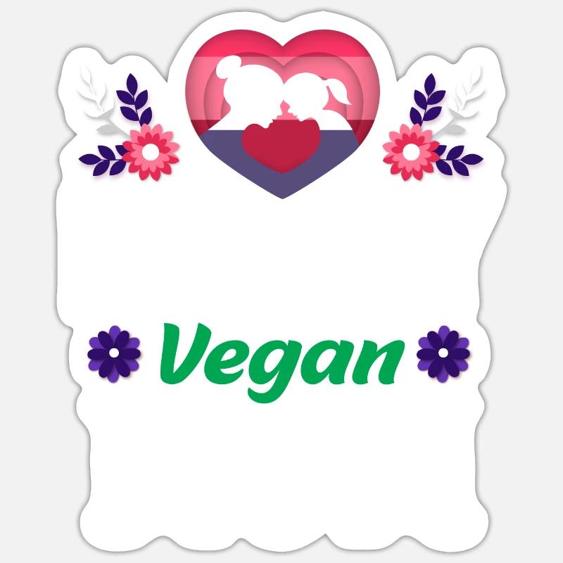 Mère végétalienne heureuse - Sticker taille S (10 x 10 cm) - blanc mat