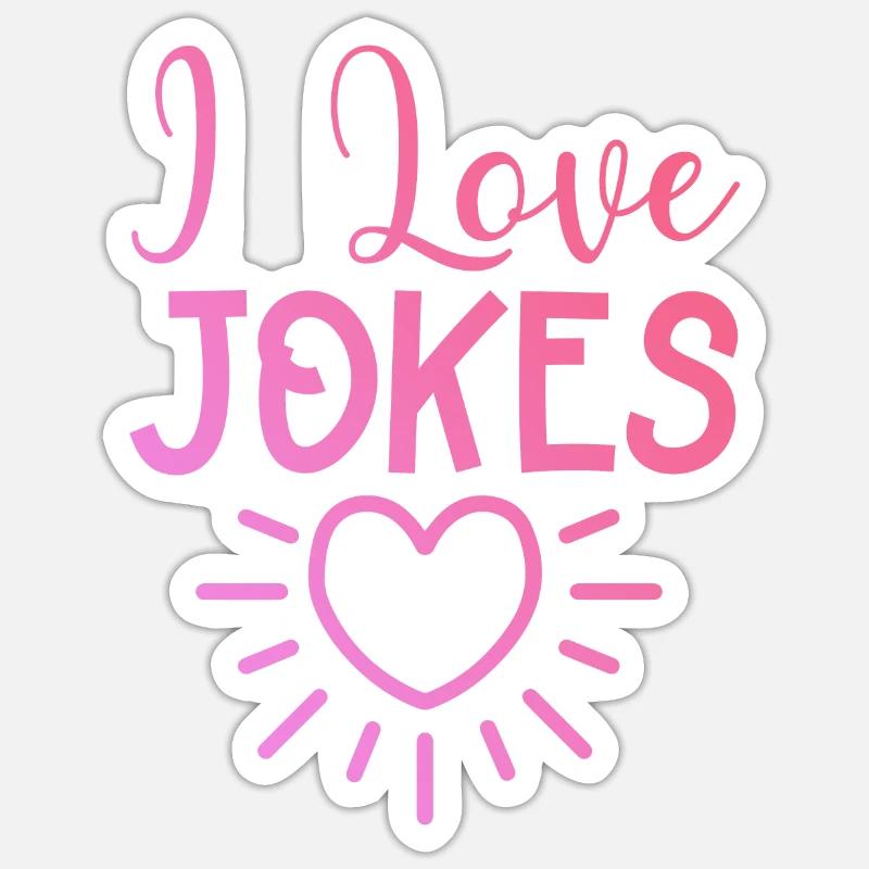 J’adore les blagues - Sticker taille S (10 x 10 cm) - blanc mat