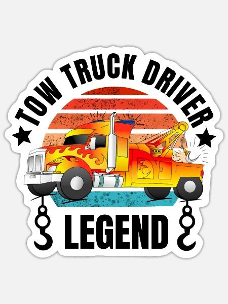 Abschleppwagen Fahrer Legende Sunset - Sticker Größe S (10 x 10 cm) - Mattweiß