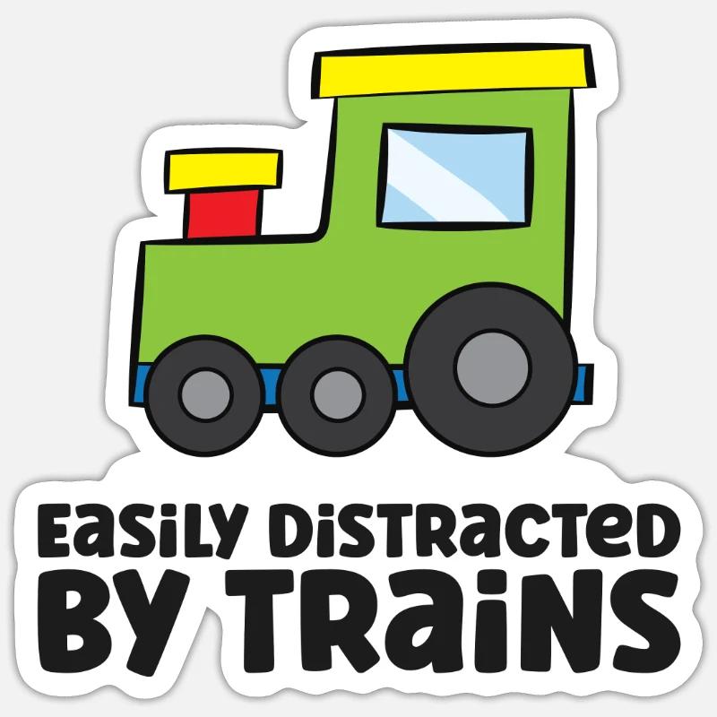 Easily Distracted By Trains - Sticker Größe S (10 x 10 cm) - Mattweiß