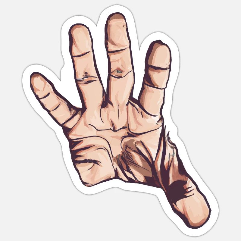 Hand greifend / ausgestreckt, Vector Art - Sticker Größe S (10 x 10 cm) - Mattweiß