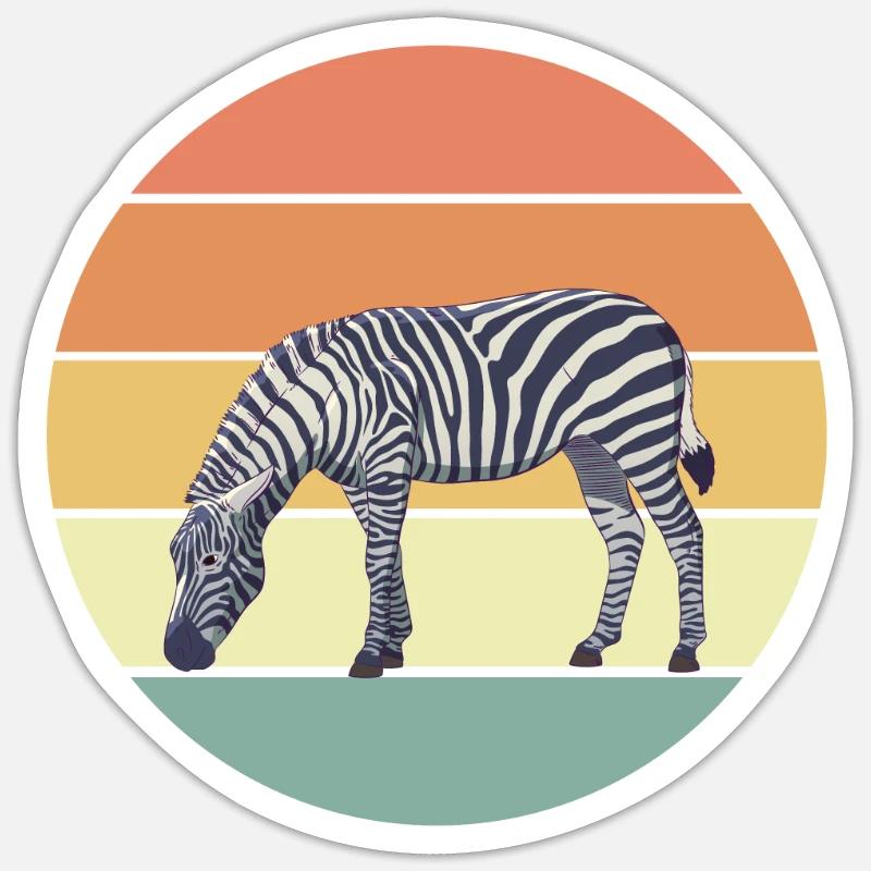 Retro Zebra Geschenk - Sticker Größe S (10 x 10 cm) - Mattweiß
