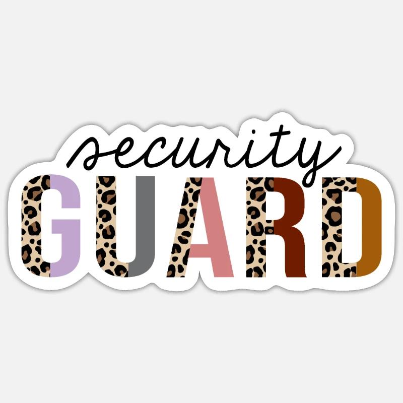 Security Guard Leopard Print Funny Sticker size S (10 x 10 cm)