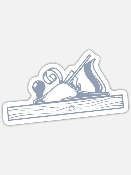 Schreiner Hobel Design - Sticker Größe S (10 x 10 cm) - Mattweiß