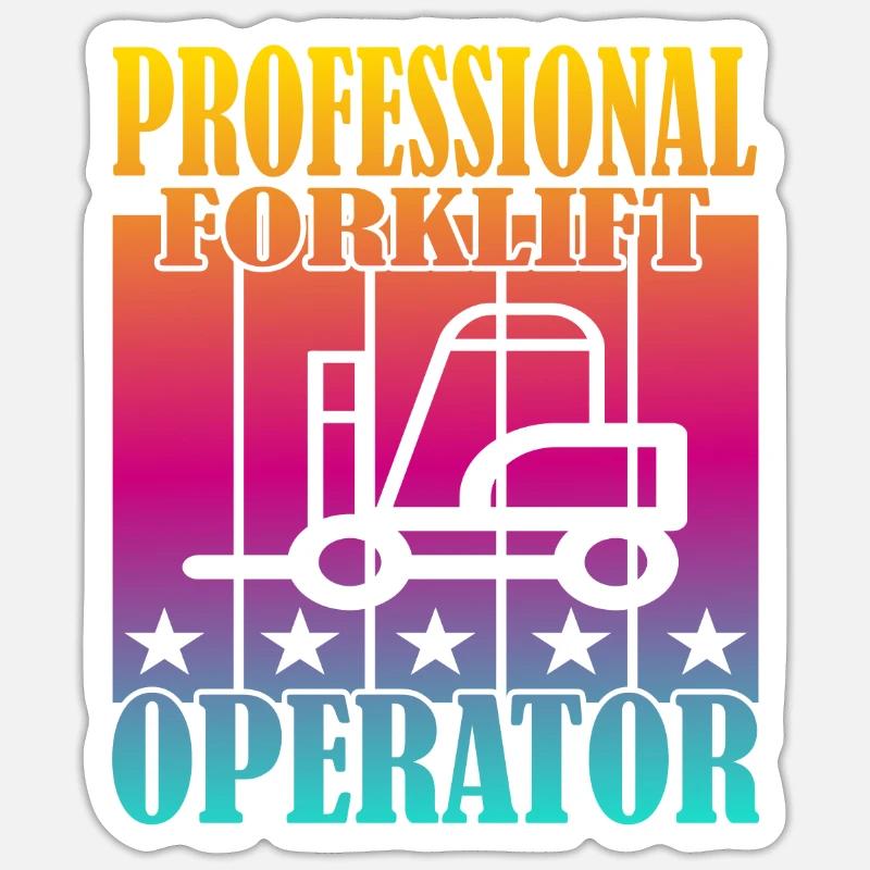 Professional Forklift Operator - Sticker Größe S (10 x 10 cm) - Mattweiß