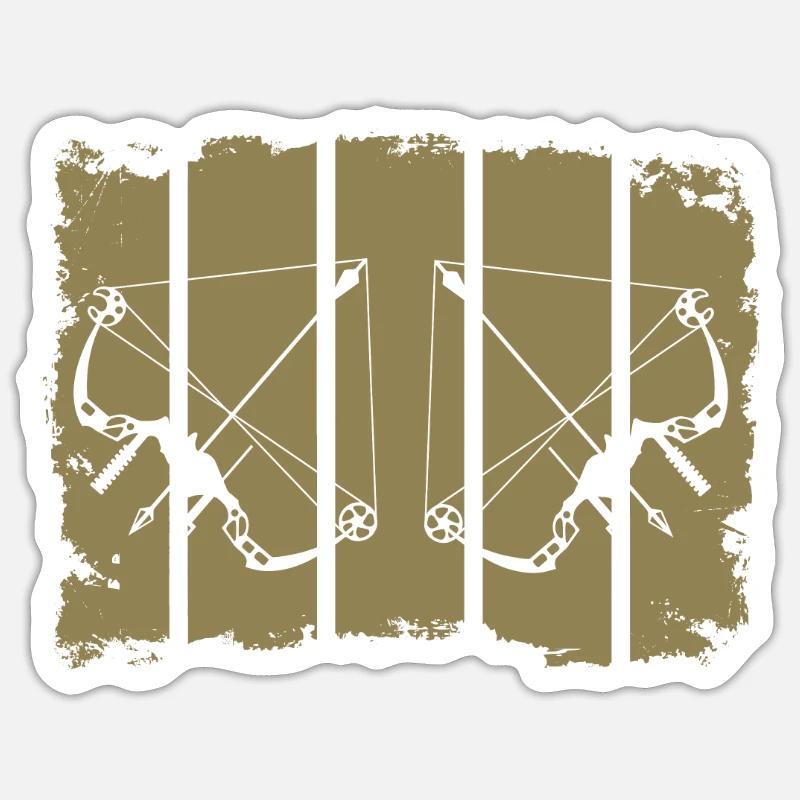 Archery Composite Bow Retro Stripes Sticker size S (10 x 10 cm)