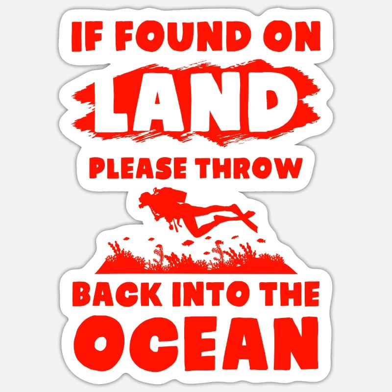 plongée en mer - Sticker taille S (10 x 10 cm) - blanc mat