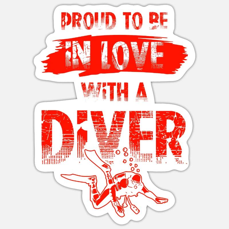 aimer un plongeur - Sticker taille S (10 x 10 cm) - blanc mat