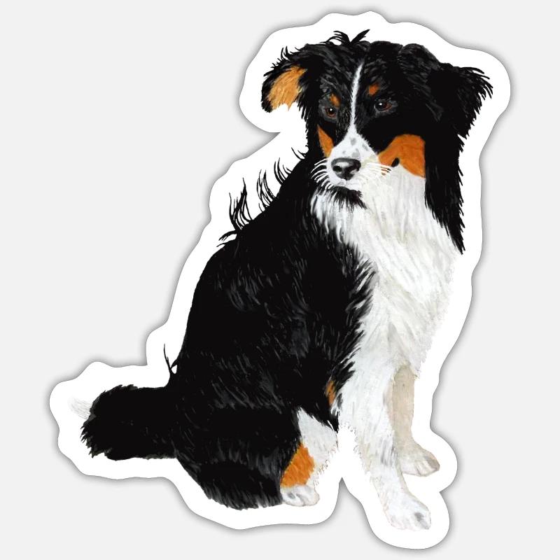 Aussie Nanouk, sitzend - Aquarell - Sticker Größe S (10 x 10 cm) - Mattweiß