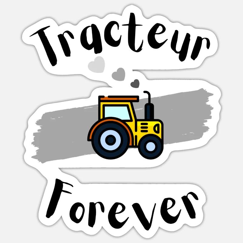 Tracteur forever - Sticker taille S (10 x 10 cm) - blanc mat