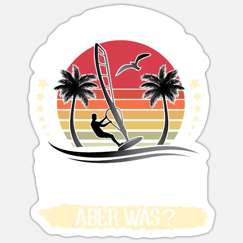 Windsurfen Windsurfer Windsurf - Sticker Größe S (10 x 10 cm) - Mattweiß