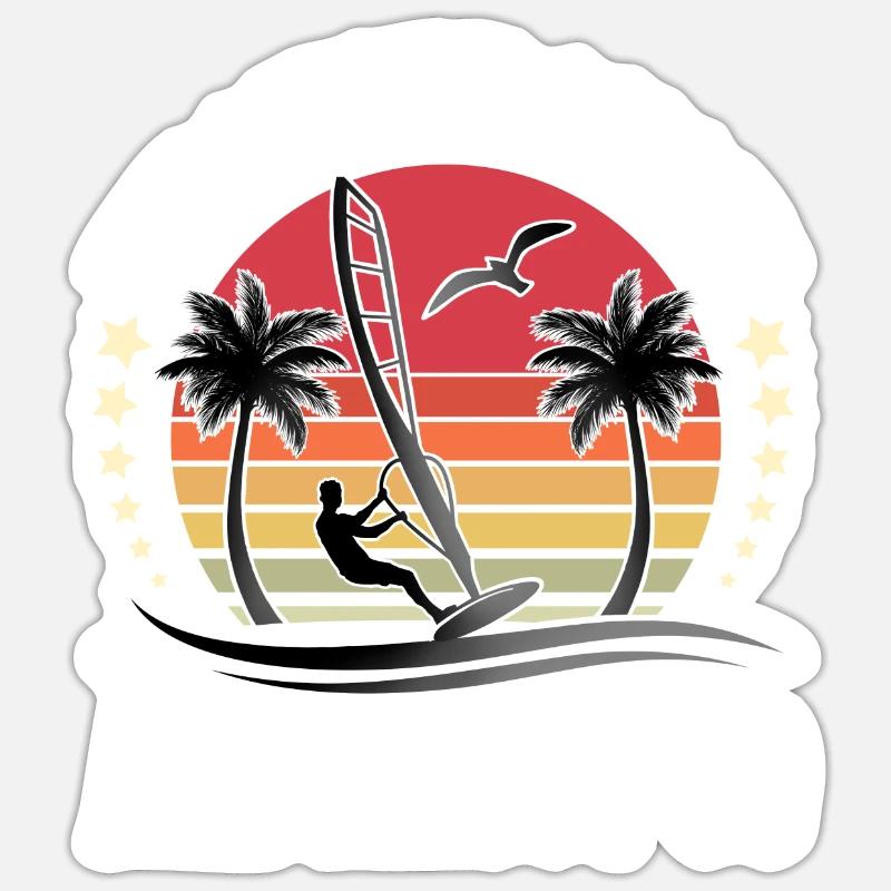 Windsurfen Windsurfer Windsurf - Sticker Größe S (10 x 10 cm) - Mattweiß