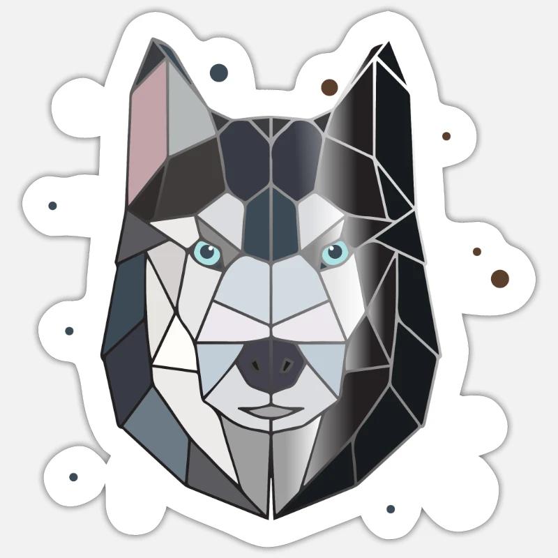 Polygone Husky - Sticker taille S (10 x 10 cm) - blanc mat