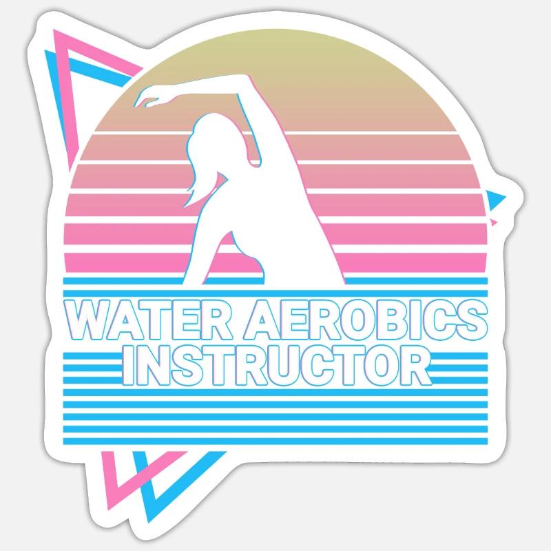 Professeur d’aquagym Rétro - Sticker taille S (10 x 10 cm) - blanc mat