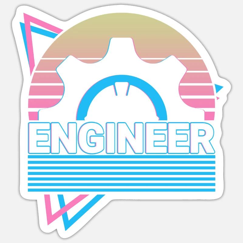 Ingenieur Engineering Retro - Sticker Größe S (10 x 10 cm) - Mattweiß