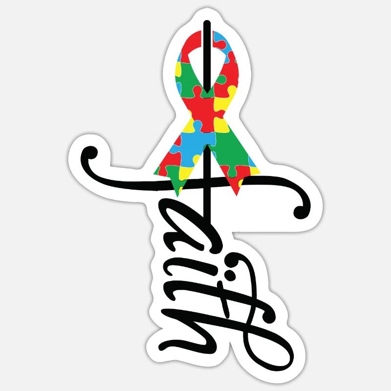 Ruban Sensibilisation à l’autisme - Sticker taille S (10 x 10 cm) - blanc mat